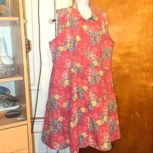 Floral Pink Sleeveless Cotton Dress